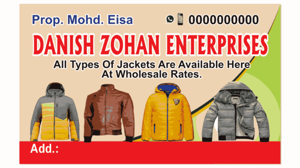 A.H. FABRIC JACKET visiting card business card design