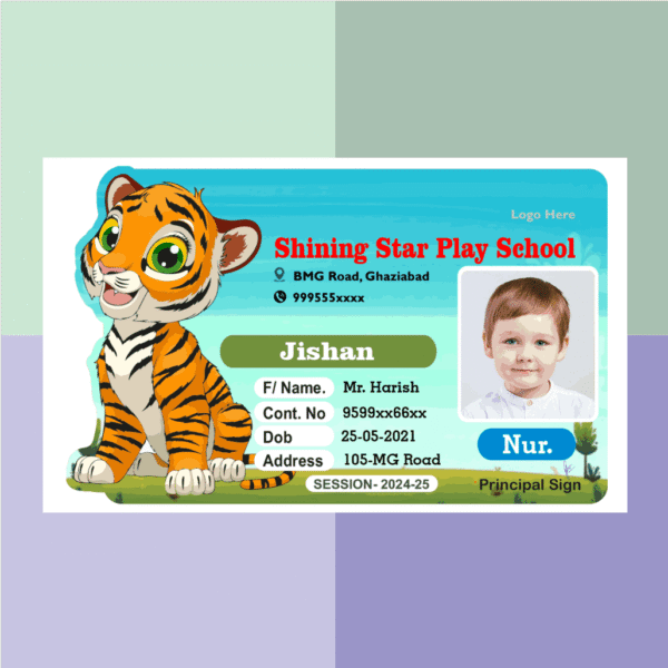 Acrylic ID Card Tiger Design Download