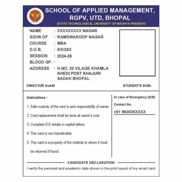 ID Card Format For School Students No. 35