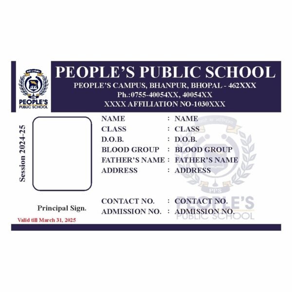 ID Card Format For School Students No. 39