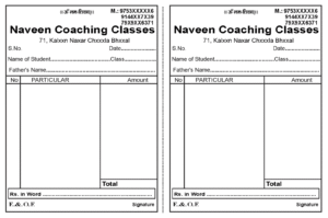 coaching classes payment receipt design
