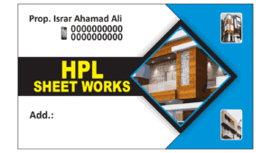 hpl sheet works visiting card business card design