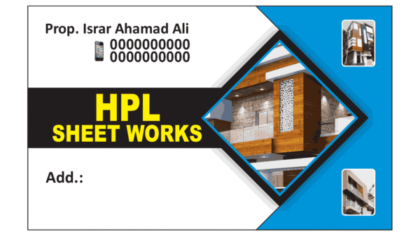hpl sheet works visiting card business card design