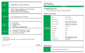 resume template for teaching job