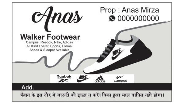 walker footwear visiting card business card design