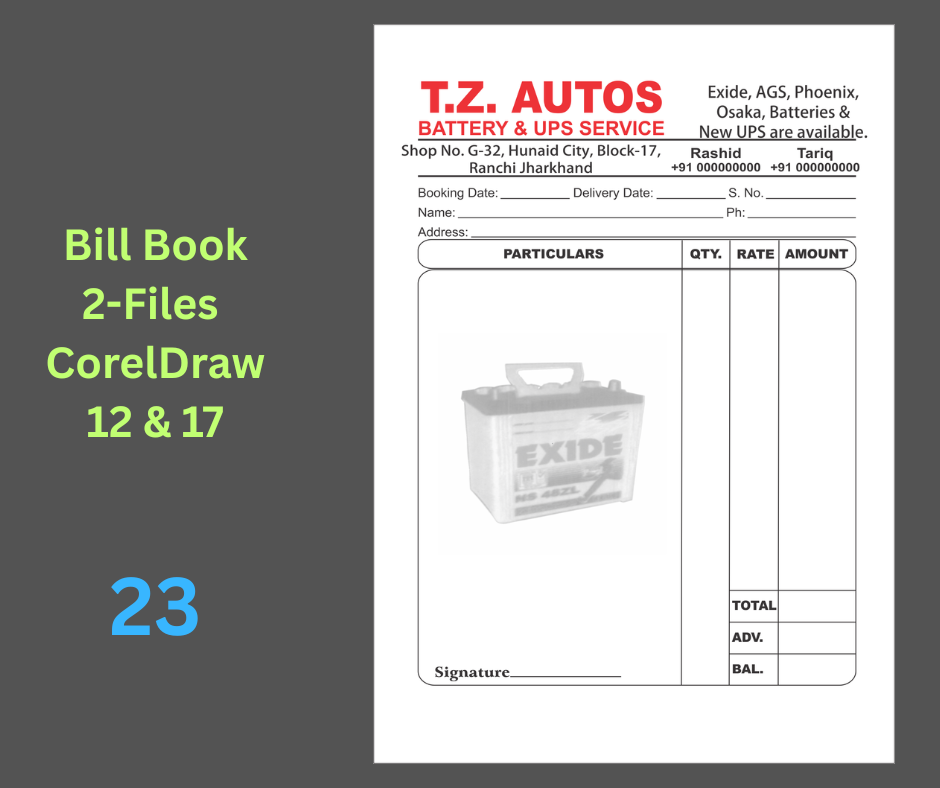 Battery & UPS Shop Bill Book-23