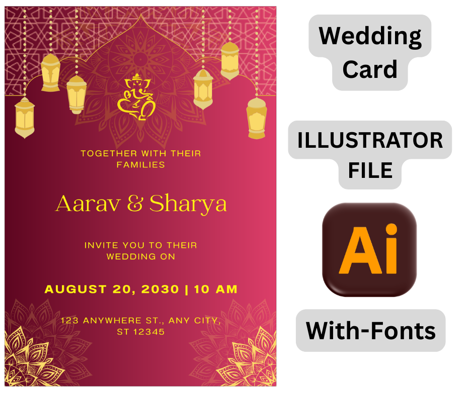 Colored - Wedding Card - Illustrator file