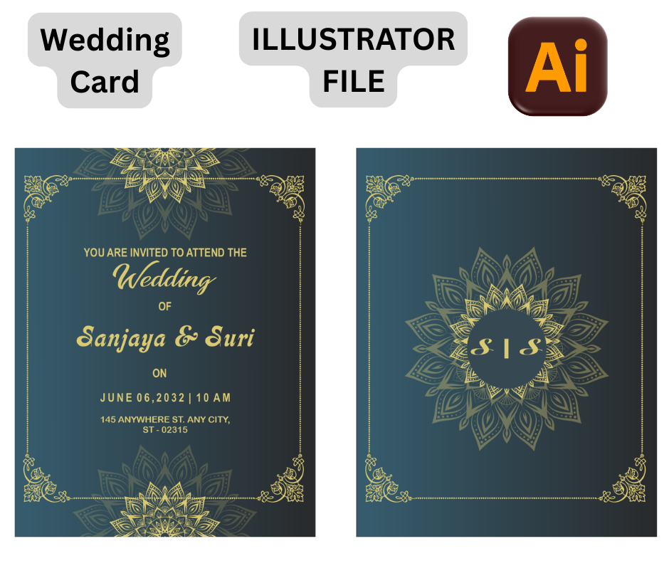 Colored - Wedding Card - Illustrator file