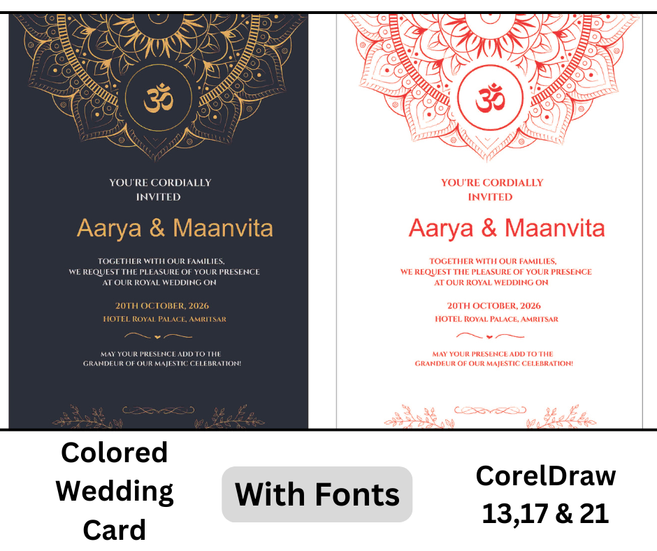 Colored - Wedding Card - CDR File